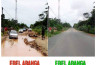 La route EBEL-ABANGA avant et après; Credit: 
